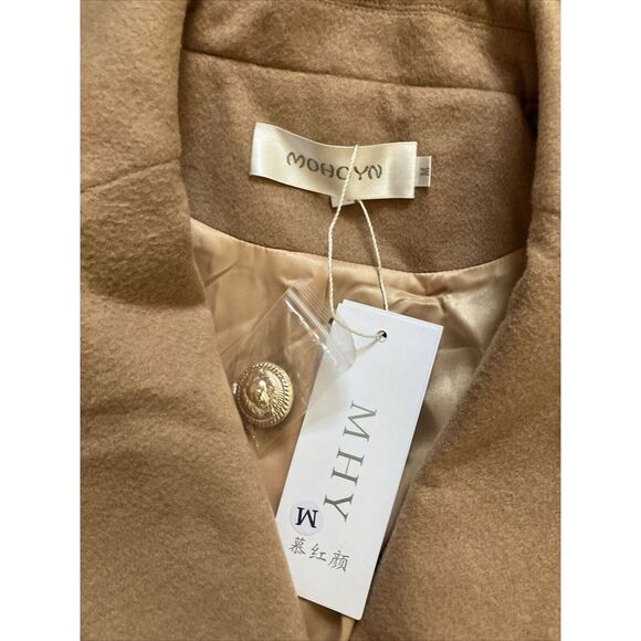 Mohoyn Trench Coat, Tan Size Medium New Gold Buttons - Picture 4 of 8
